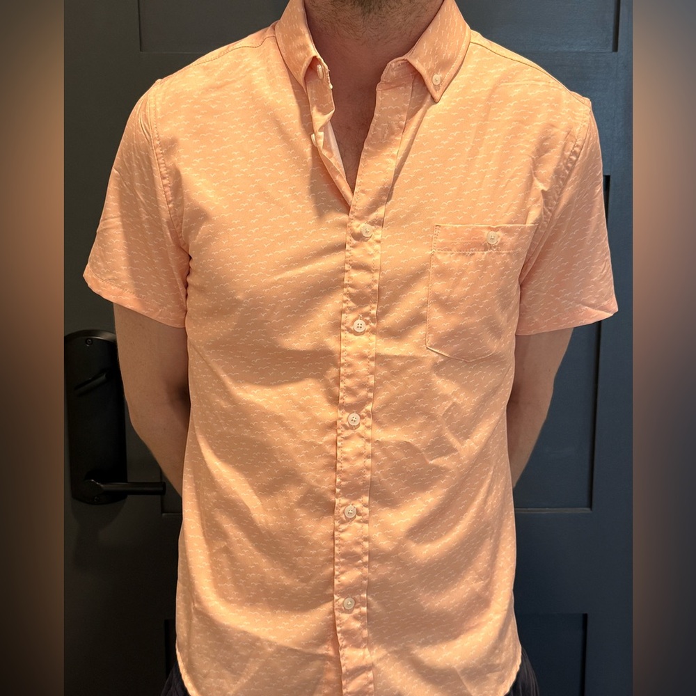 Heritage Pink Casual Button Down Shirt Short Sleeve